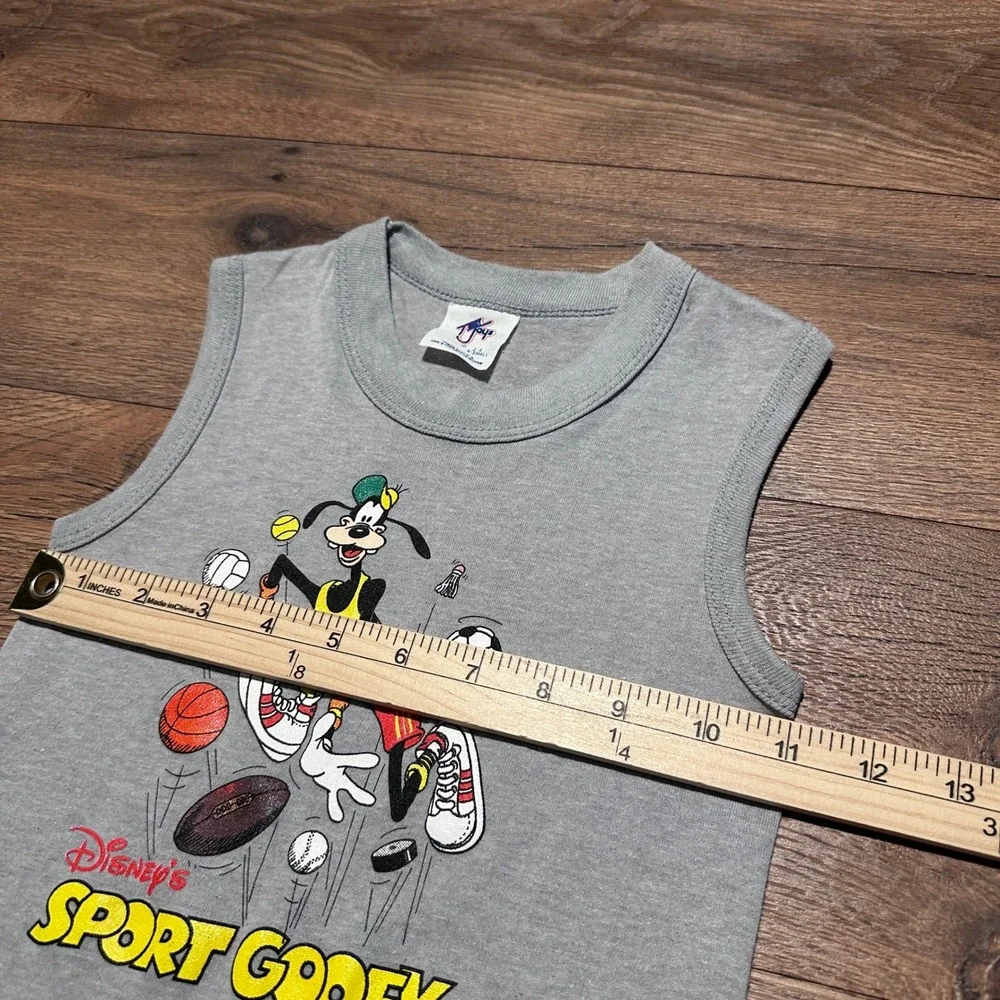 Vintage Disney T-Jays Gray Sport Goofy Tank Top Kids XS 2-4 USA Made